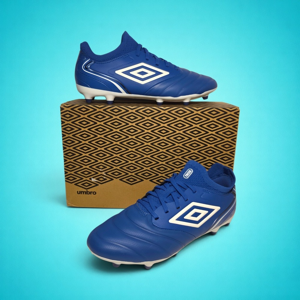 New Umbro Tocco V Premier FG Men's Blue & White Soccer Cleats, Size 7.5 - Picture 6 of 8